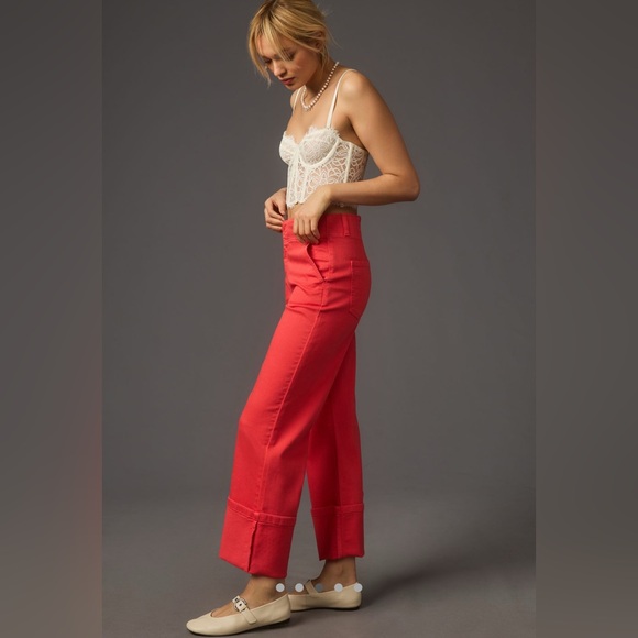 NWT Pilcro Relaxed Cuff Mid-Rise Straight-Leg Jeans in Teaberry - Picture 3 of 7